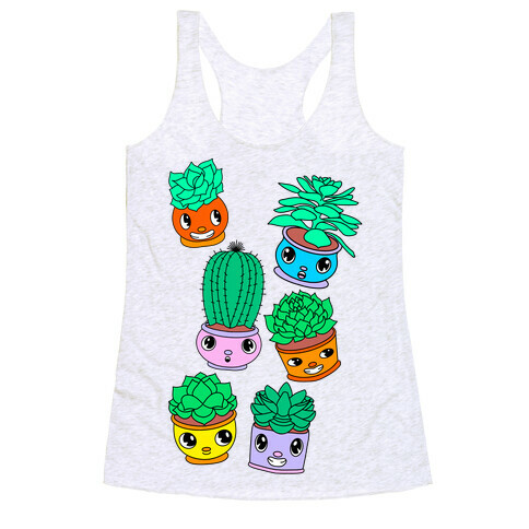 Cute Cartoon Succulents Racerback Tank Top