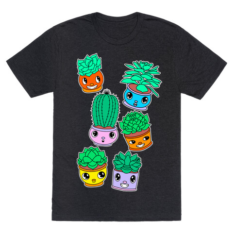 Cute Cartoon Succulents T-Shirt