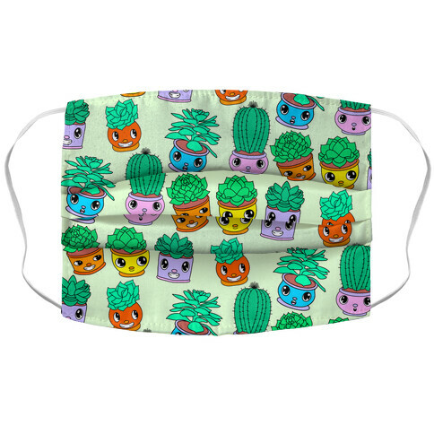 Cute Cartoon Succulents Accordion Face Mask