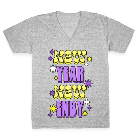 New Year New Enby V-Neck Tee Shirt