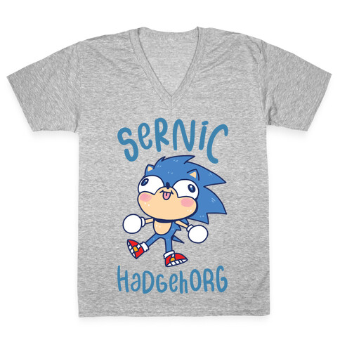 Derpy Sonic Sernic Hadgehorg V-Neck Tee Shirt