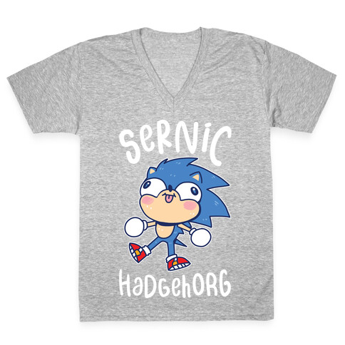 Derpy Sonic Sernic Hadgehorg V-Neck Tee Shirt