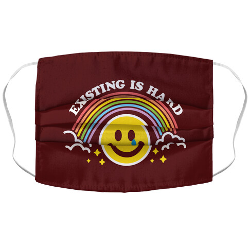 Existing Is Hard Rainbow Smile Accordion Face Mask