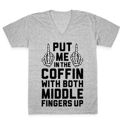 Both Middle Fingers Up V-Neck Tee Shirt