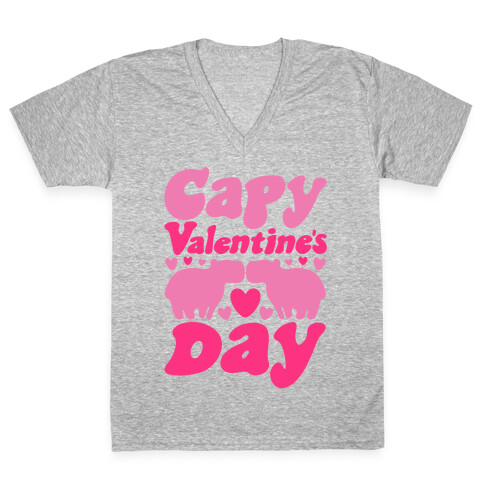 Capy Valentine's Day Capybara Parody V-Neck Tee Shirt