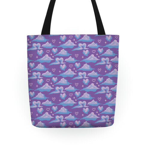 Fluffy Heart Clouds Pattern Tote