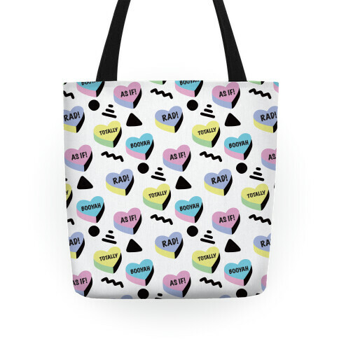 90s Slang Conversation Hearts Pattern Tote