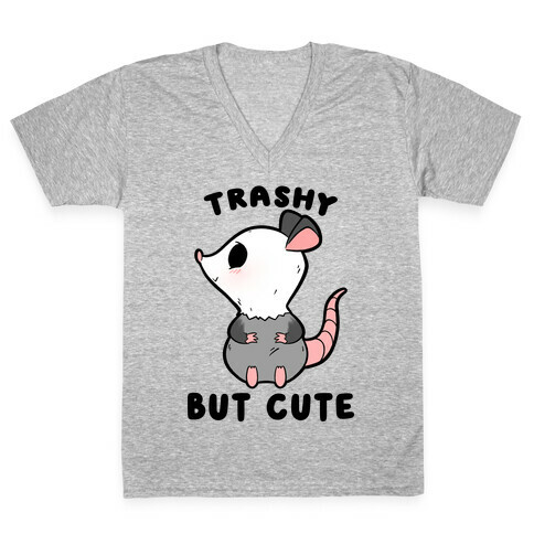 Trashy But Cute Possum V-Neck Tee Shirt