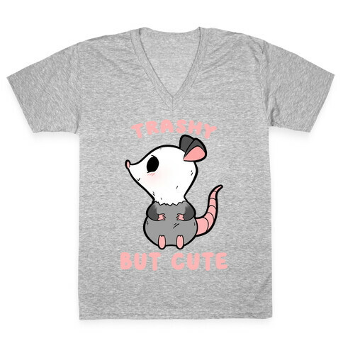 Trashy But Cute Possum V-Neck Tee Shirt