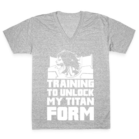 Training To Unlock My Titan Form Parody V-Neck Tee Shirt