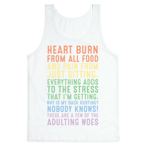 These Are A Few Of The Adulting Woes (Lighter Text Variant) Tank Top