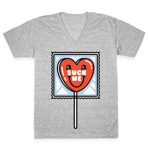 Suck Me Heart Lollipop V-Neck Tee Shirt