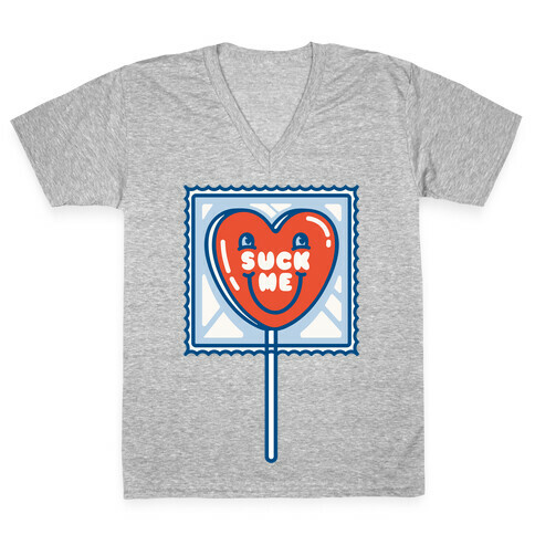Suck Me Heart Lollipop V-Neck Tee Shirt