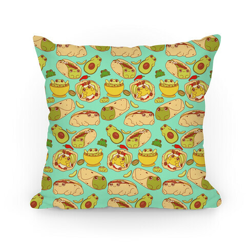 Mexican Food Frogs Pattern Pillow