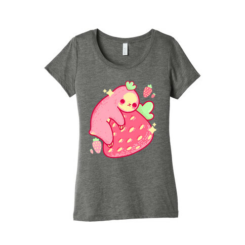 Strawberry Sloth Womens T-Shirt