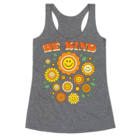 Be Kind Flower Power Smileys Racerback Tank Top