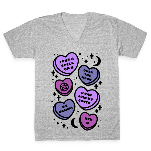 Witchy Candy Hearts  V-Neck Tee Shirt