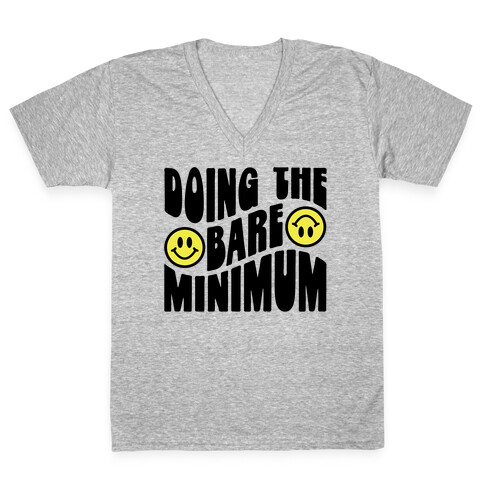 Doing The Bare Minimum Smiley Face V-Neck Tee Shirt