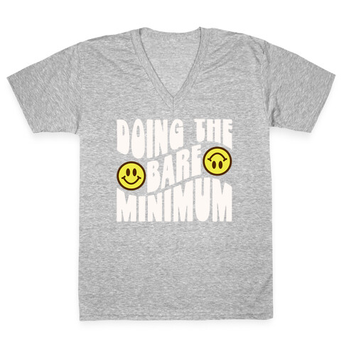 Doing The Bare Minimum Smiley Face V-Neck Tee Shirt