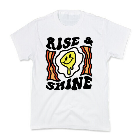 Rise And Shine Smiley Face Groovy Aesthetic Kids T-Shirt