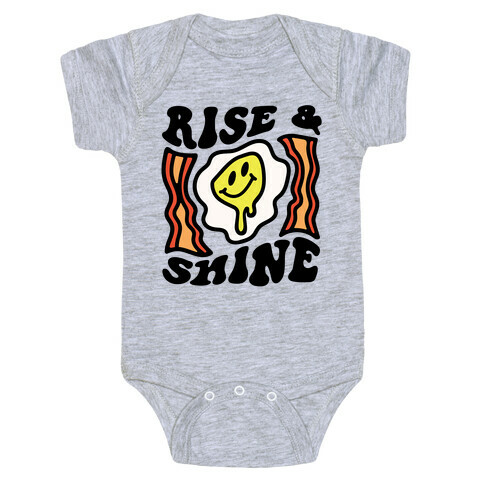 Rise And Shine Smiley Face Groovy Aesthetic Baby One-Piece