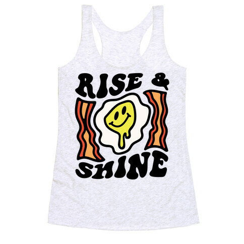 Rise And Shine Smiley Face Groovy Aesthetic Racerback Tank Top