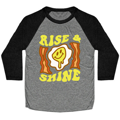 Rise And Shine Smiley Face Groovy Aesthetic Baseball Tee