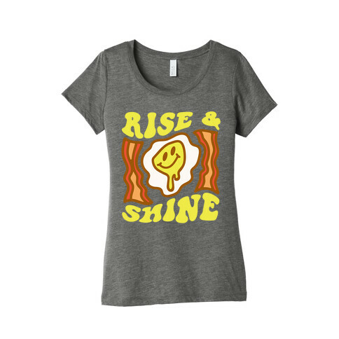 Rise And Shine Smiley Face Groovy Aesthetic Womens T-Shirt