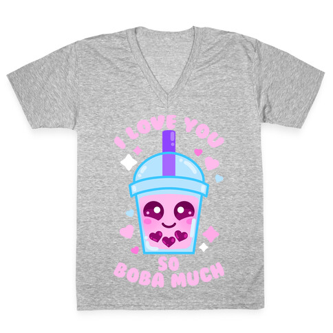 I Love You So Boba Much V-Neck Tee Shirt