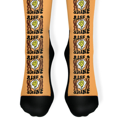 Rise And Shine Smiley Face Groovy Aesthetic Sock