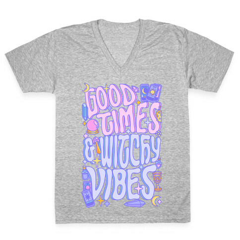 Good Times And Witchy Vibes V-Neck Tee Shirt