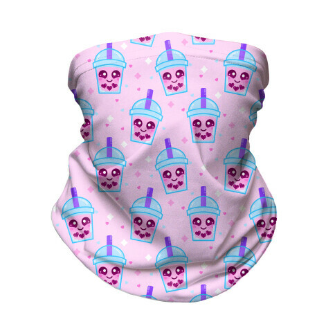 Kawaii Boba Heart Pattern Neck Gaiter