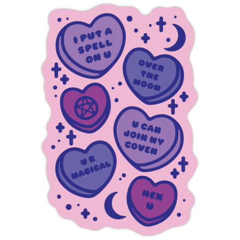 Witchy Candy Hearts  Die Cut Sticker