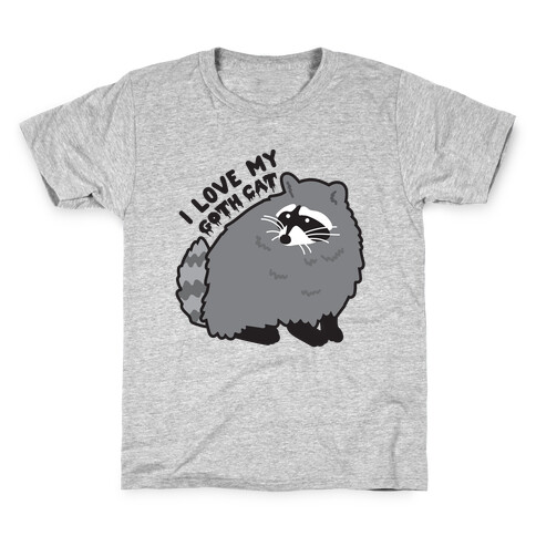 I Love My Goth Cat Raccoon Kids T-Shirt