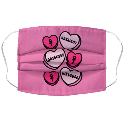 Gaslight Gatekeep Girlboss Candy Hearts Parody Accordion Face Mask