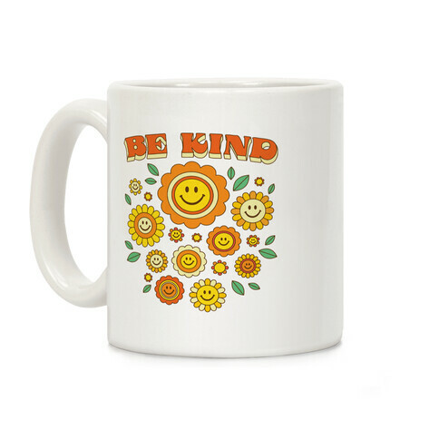 Be Kind Flower Power Smileys Coffee Mug