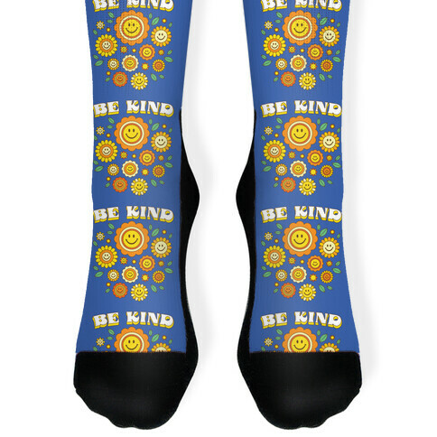 Be Kind Flower Power Smileys Sock