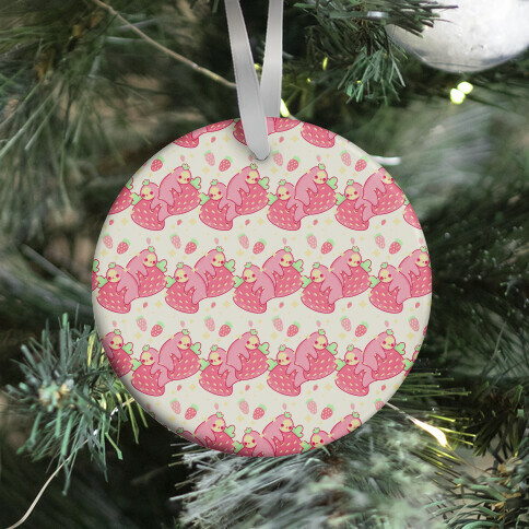 Strawberry Sloth Pattern Ornament