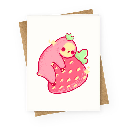 Strawberry Sloth Pattern Greeting Card