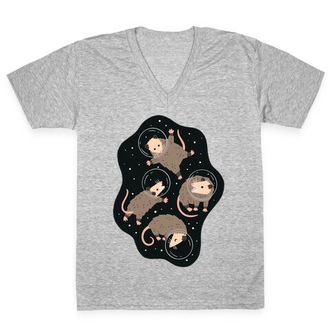 Opossums In Space V-Neck Tee Shirt