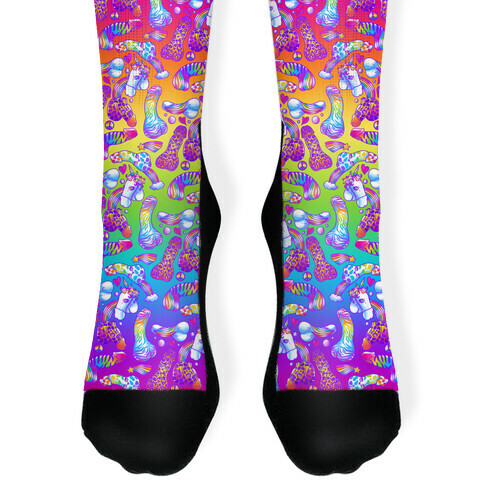 90s Neon Rainbow Penis Pattern Sock