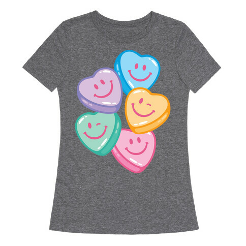 Smiley Candy Hearts Womens T-Shirt