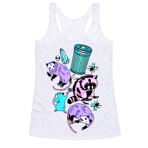 Pastel Goth Trash Animals Pattern Racerback Tank Top