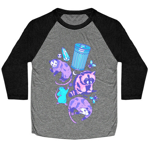 Pastel Goth Trash Animals Pattern Baseball Tee