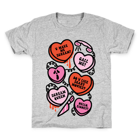 Scream Queen Candy Hearts Parody Kids T-Shirt