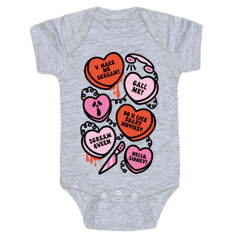 Scream Queen Candy Hearts Parody Baby One-Piece