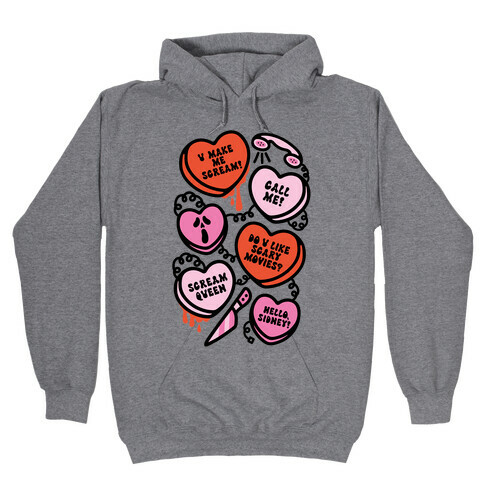 Scream Queen Candy Hearts Parody Hooded Sweatshirt