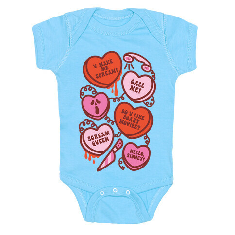 Scream Queen Candy Hearts Parody Baby One-Piece