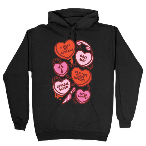 Scream Queen Candy Hearts Parody Hooded Sweatshirt