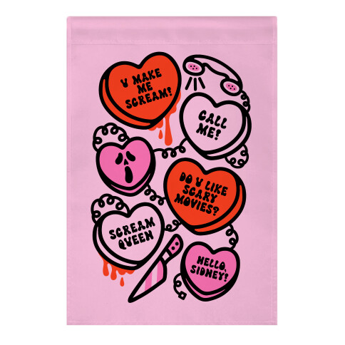 Scream Queen Candy Hearts Parody Garden Flag